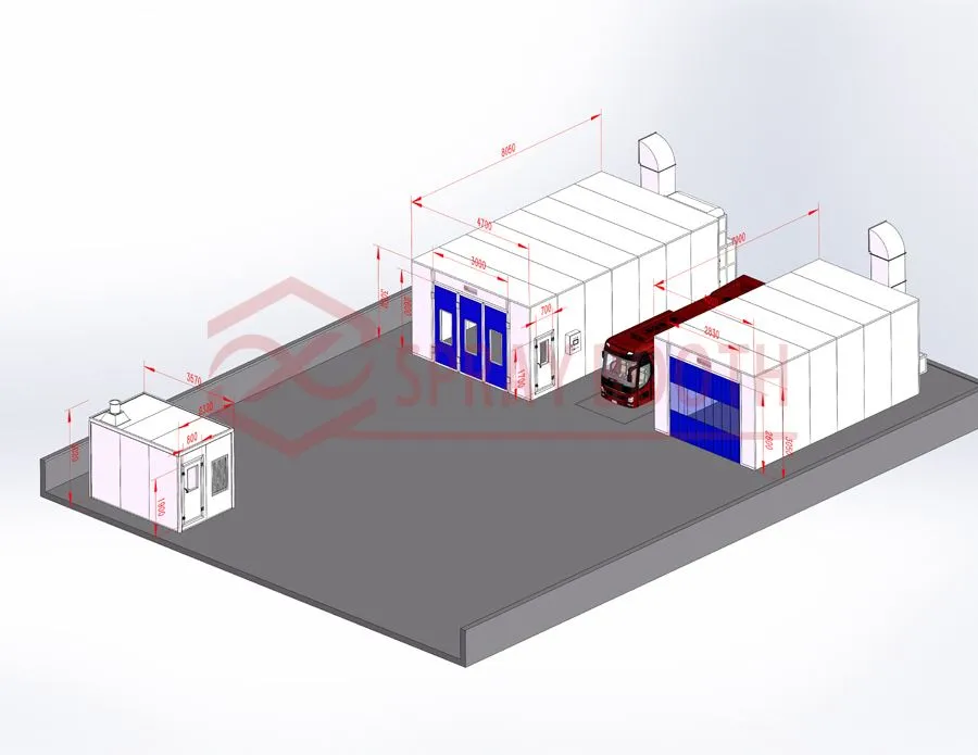 Automobile Garage Paint Booth Mixing Room 3D Drawing 1