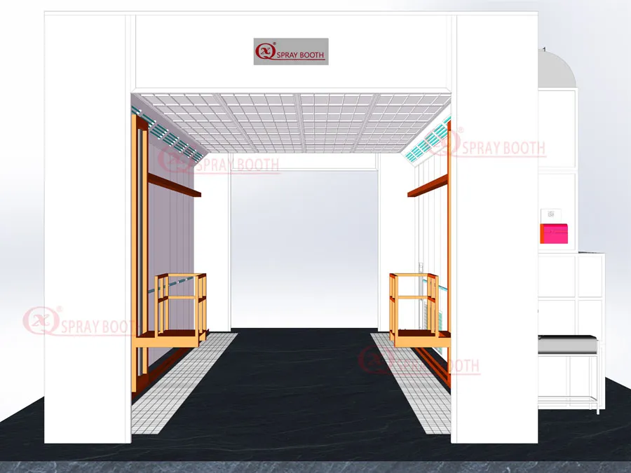 Explosion Proof Bus Paint Booth With 3D Manlift